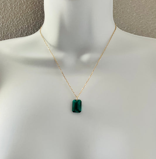 Crystals ~ 18” Emerald Green Pendant