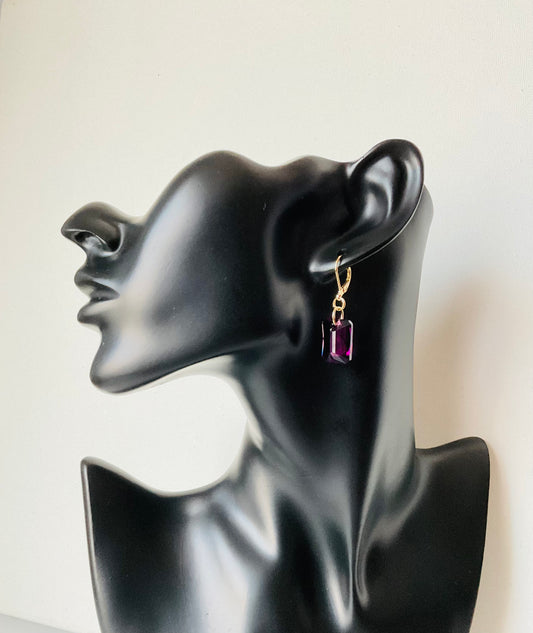Earrings ~ Amethyst Crystal Pendant Earrings