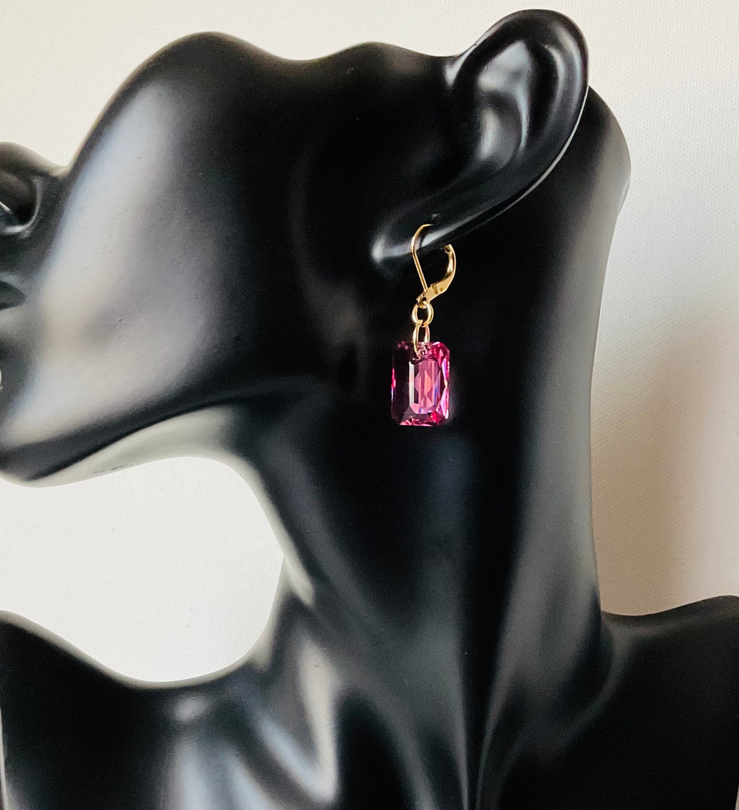 Earrings ~ Rose Emerald-cut Crystal Earrings