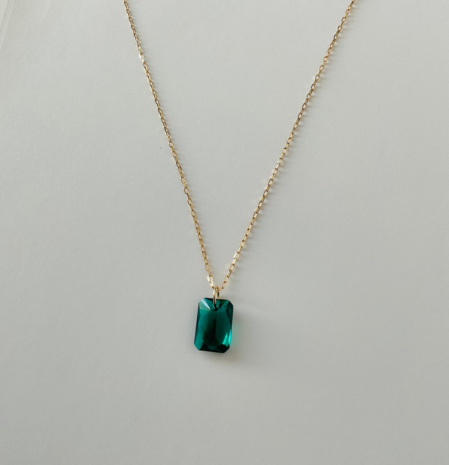 Crystals ~ 18” Emerald Green Pendant