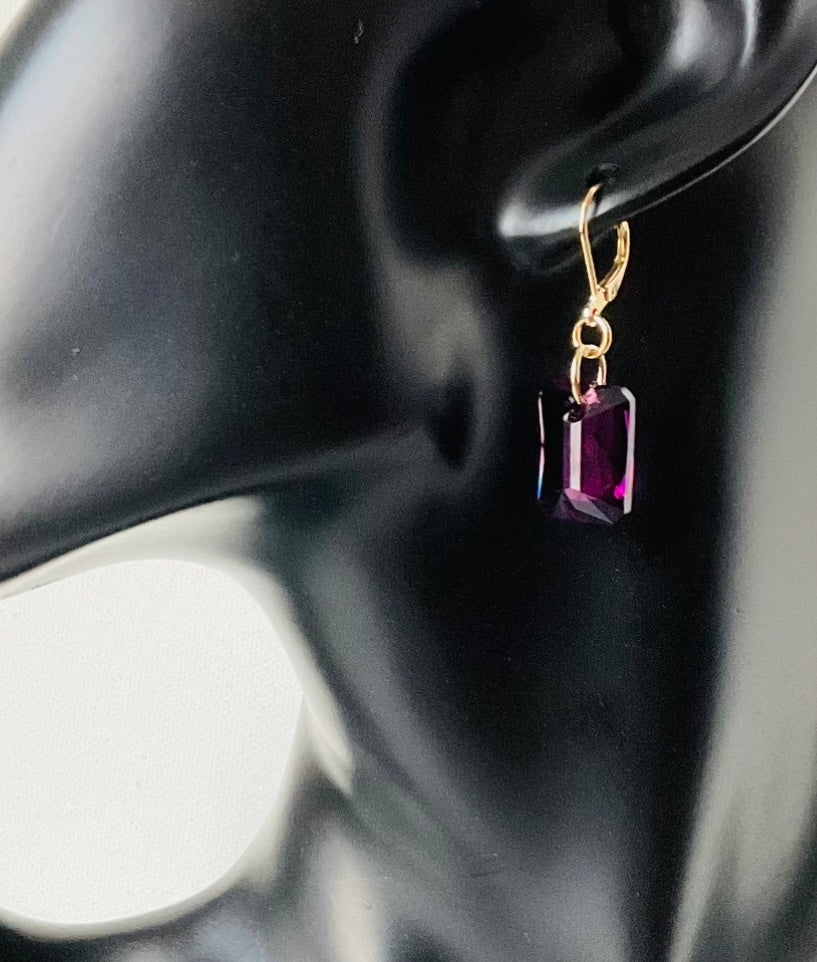 Earrings ~ Amethyst Crystal Pendant Earrings